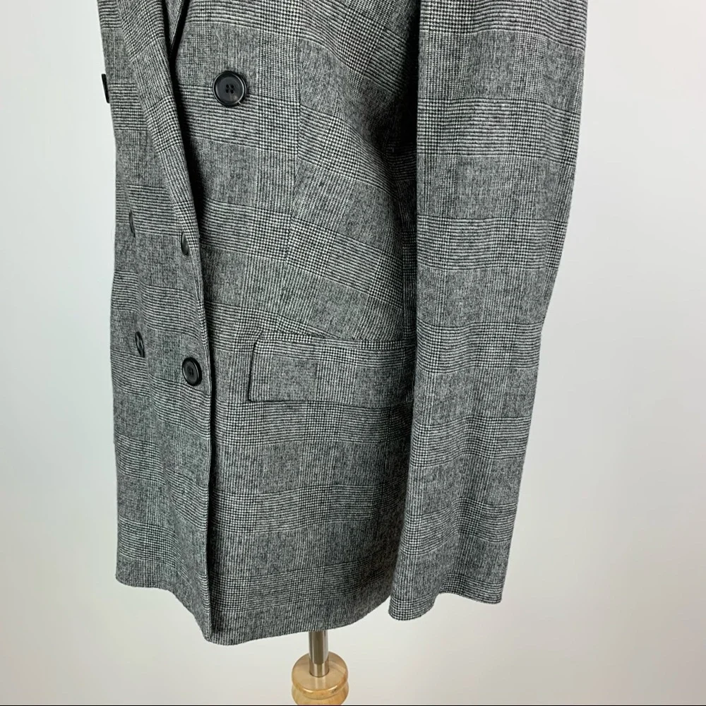 ZARA Black Plaid Double Breasted Blazer Medium - Picture 11 of 16